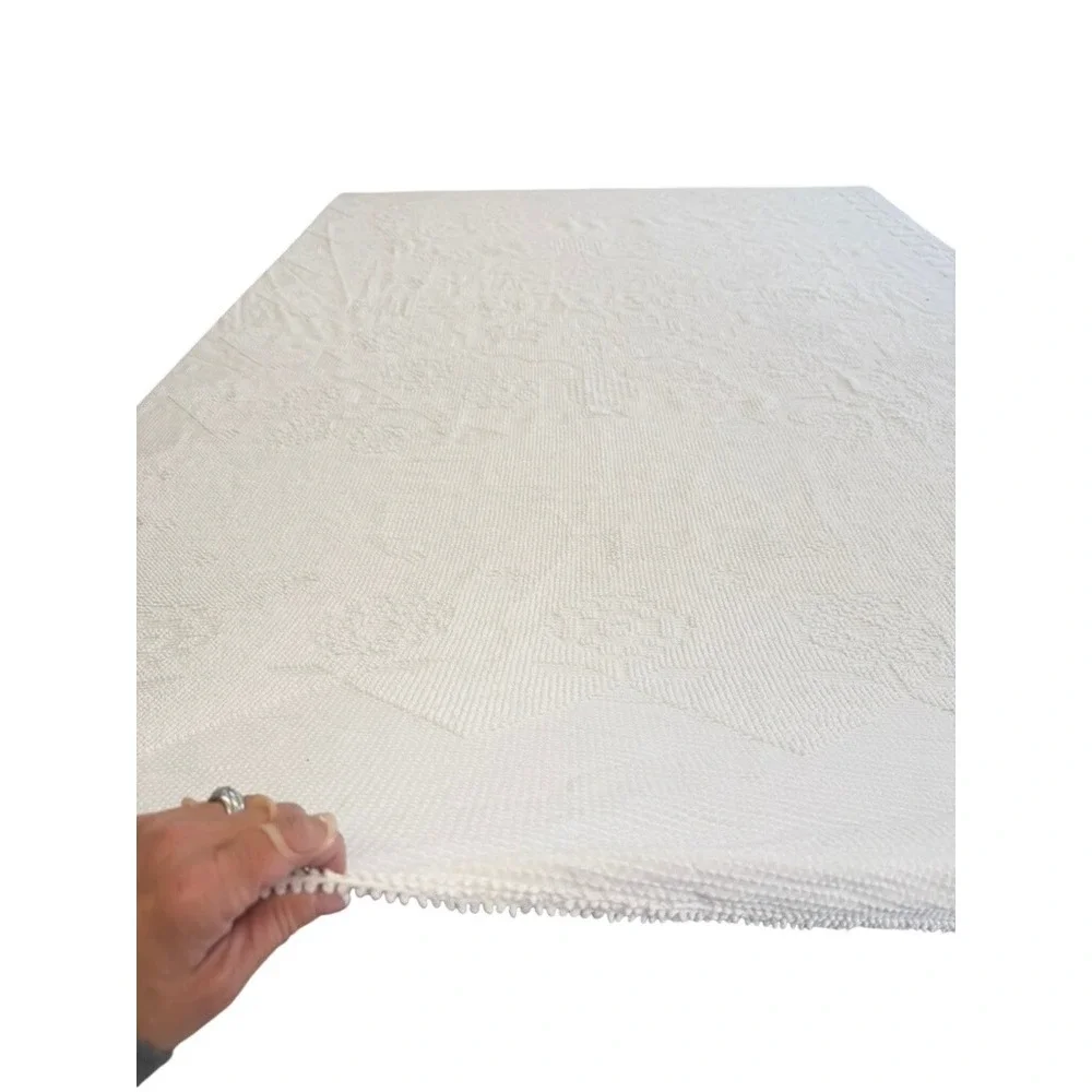 VTG!  Morgan Jones White Chenille Hobnail Floral‎ Bedspread Fringe Queen READ!!